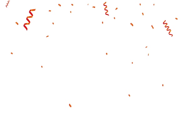 Confeti rojo con una espiral de cinta en el aire
