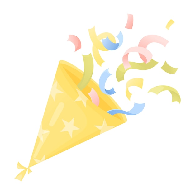 Confeti vectorial de una gorra aislada en un fondo blanco Elemento de celebración de la fiesta Accesorios de cumpleaños Vector plano en estilo de dibujos animados
