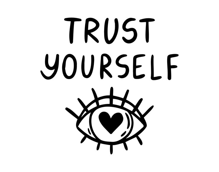 Vector confía en ti mismo dibujado a mano garabateo letras frase o cita motivación mensaje inspirador