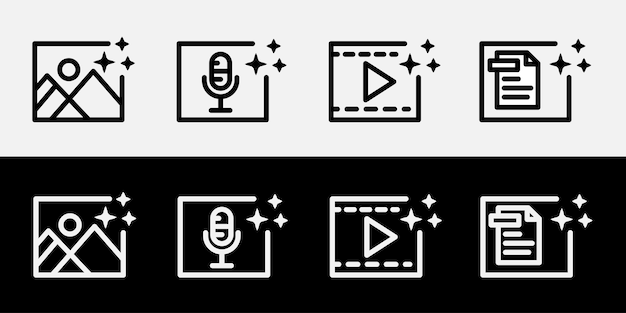 Configuración de botones de IA Generar elementos de interfaz de usuario Tecnología inteligente Iconos Diseño de UX Diseño automático Diseño vectorial