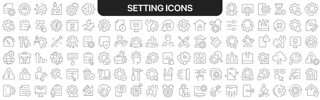 Configuración de la colección de iconos en negro conjunto grande de iconos para el diseño iconos lineales vectoriales