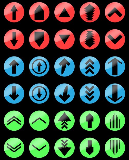 Configuración de color de flecha arriba y abajo cargar descargar Abajo y cargar descargar puntero enlace cursor color punta de flecha flecha poste indicador navegación y orientación Ilustración de diseño plano abstracto vectorial
