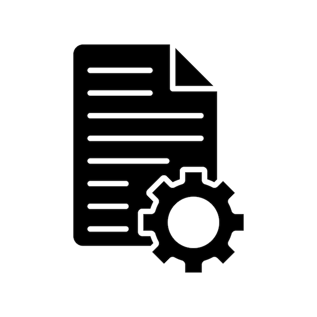 Configuración de documentos Icon Set Gestión de carpetas y símbolo de vector de archivos en un estilo negro lleno y delineado Signo de control organizado
