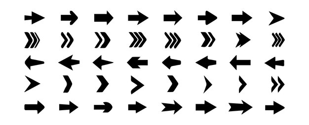 Configuración de flechas Colección de íconos de flecha Configuraciones de flechas diferentes o ilustración vectorial de diseño web