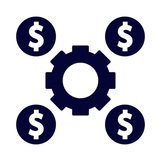 configuración de gestión de engranajes optimización proceso dinero dólar icono de gestión de dinero