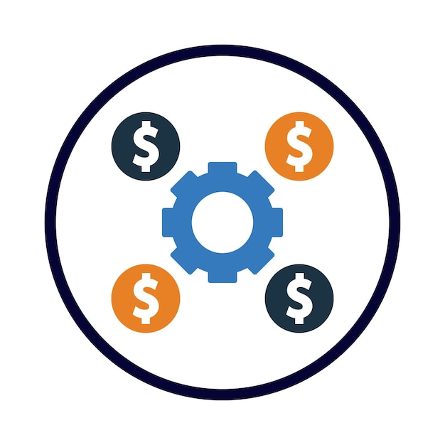 configuración de gestión de engranajes optimización proceso dinero dólar icono de gestión de dinero