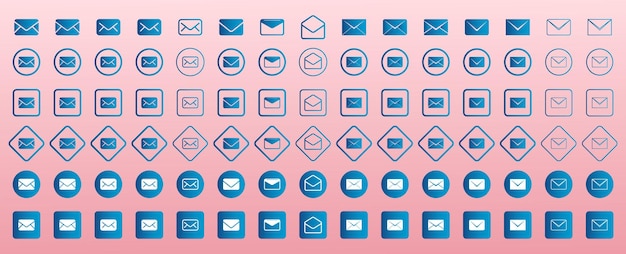 Configuración del icono de la dirección de correo electrónico Abrir y cerrar el sobre del boletín de noticias Símbolo vectorial Ilustración del sobre