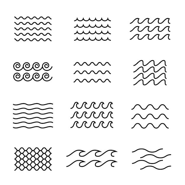 Configuración del icono de la ola plantilla del logotipo del mar del río o del agua