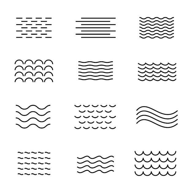 Configuración del icono de la ola plantilla del logotipo del mar del río o del agua