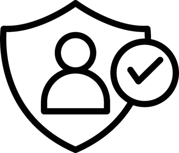 Configuración del icono de protección del usuario Símbolo vectorial de salvaguardia del escudo de privacidad Signo del escudo guardián