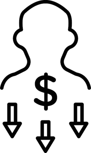 Configuración del icono de reducción de los costes laborales Salario bajo de la mano de obra Signo de reducción de la fuerza de trabajo de los empleados