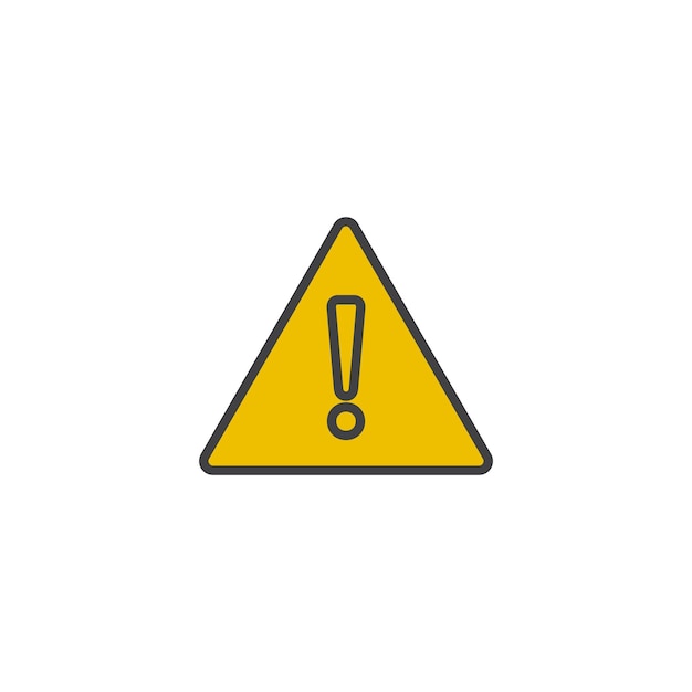 Configuración del icono del signo de atención de advertencia Alerta general de peligros e información de seguridad importante Símbolo vectorial en un estilo de relleno y delineado en negro Signo de atención y precaución