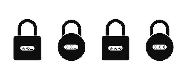 Configuración del icono del vector de bloqueo de seguridad Símbolo de diseño del botón de entrada de contraseña