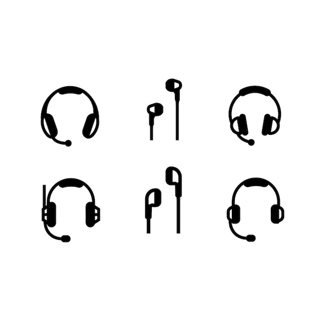 Configuración de iconos de auriculares Template de diseño de ilustración vectorial de la forma