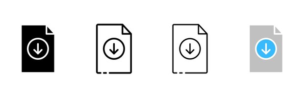 Configuración de iconos de botón de descarga de archivos Iconos vectoriales de estilo lineal y plano