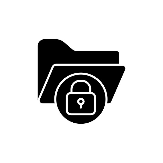 Configuración de iconos de carpetas secretas Datos confidenciales Símbolo vectorial seguro en un estilo de relleno y contorno en negro Signo protegido de privacidad