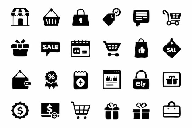 Configuración de íconos de compras y comercio electrónico Ecommerce Tienda de compras Pago icono plano EBusiness