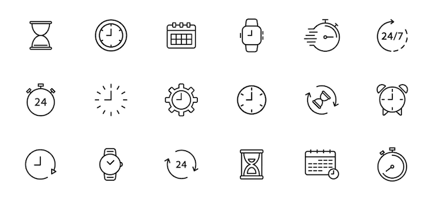 Configuración de iconos lineales de hora y reloj
