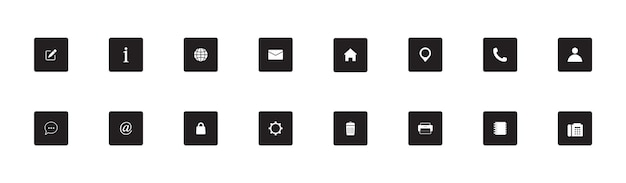 Configuración de íconos populares Dirección ubicación de casa teléfono correo web configuración de seguridad masaje y ícono de fax