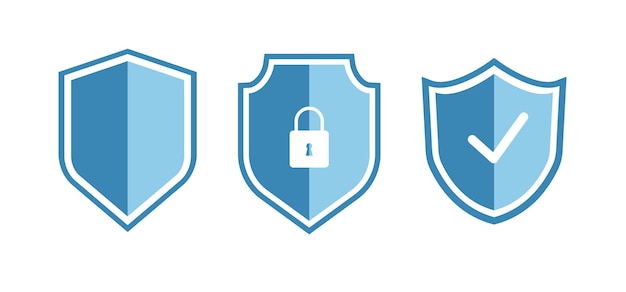 Configuración de la marca de verificación del escudo Concepto de seguridad y defensa Ilustración del vector de protección