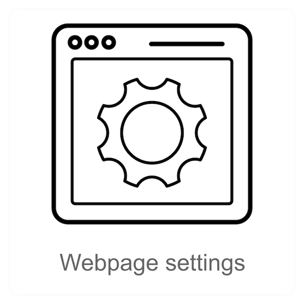 Configuración de la página web y concepto de icono de Internet