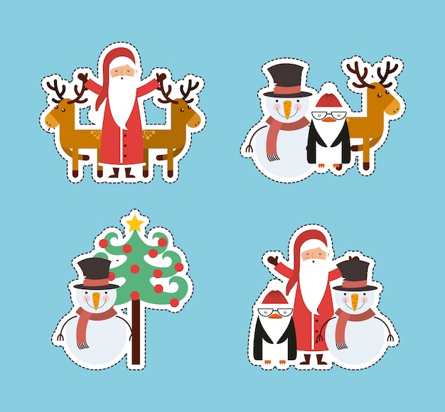 Vector configurar figuras feliz feliz navidad tarjeta