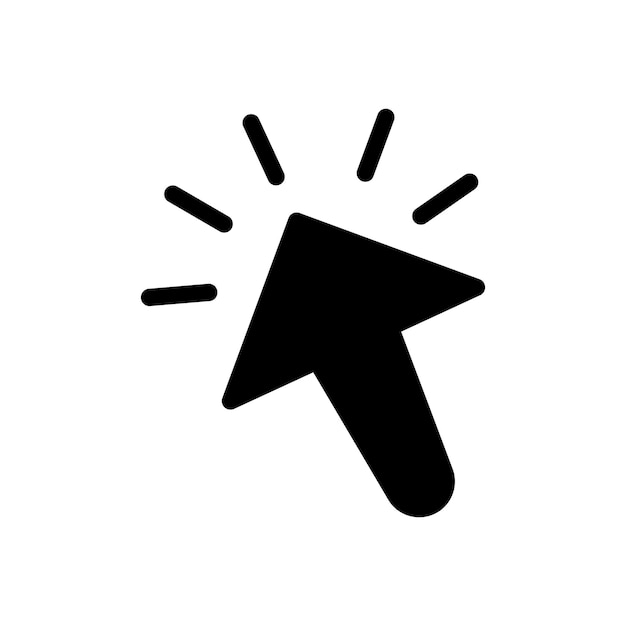 Configure el icono del cursor, haga clic en el símbolo del vector de la flecha, el puntero del ratón web, el signo en negro, el estilo rellenado y delineado
