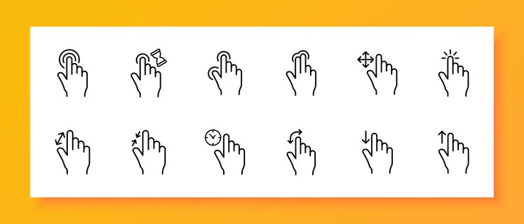 Vector configure el icono del cursor el ratón hace zoom en el control de zoom out desliza y mantiene el icono negro en un fondo blanco el icono de línea vectorial para negocios y publicidad