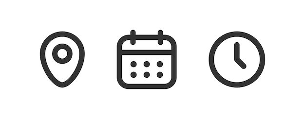Configure el icono de la ubicación del calendario de la hora Los signos de fecha del pin del reloj