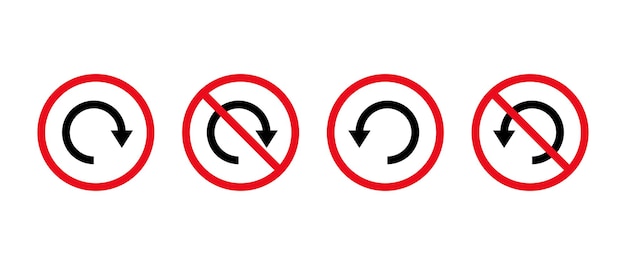 Configure el icono del vector de tráfico de giro a la izquierda y a la derecha El signo de la rotonda y el signo de tráfico de prohibición