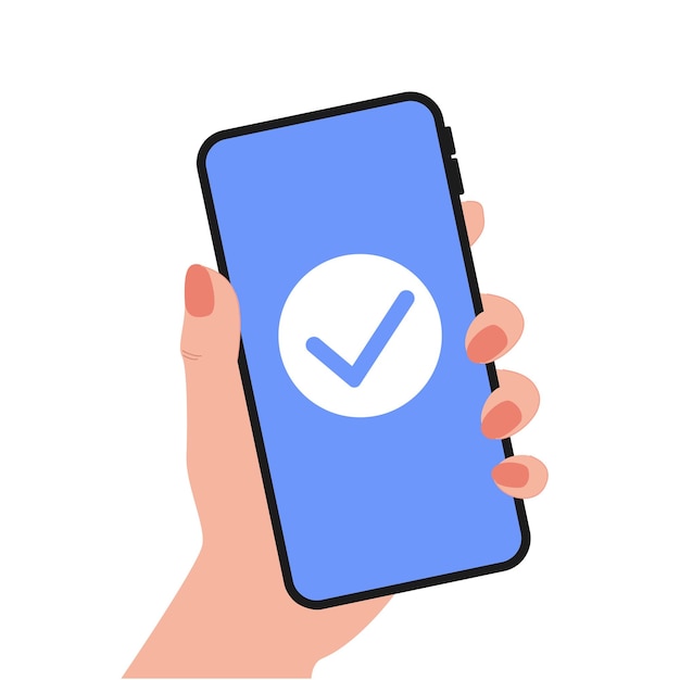 Vector confirmación de operación exitosa en el teléfono.
