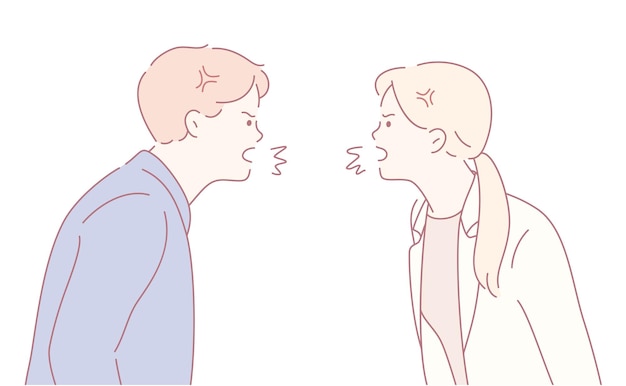 El conflicto entre una pareja Una ilustración detallada de los argumentos y la dinámica emocional