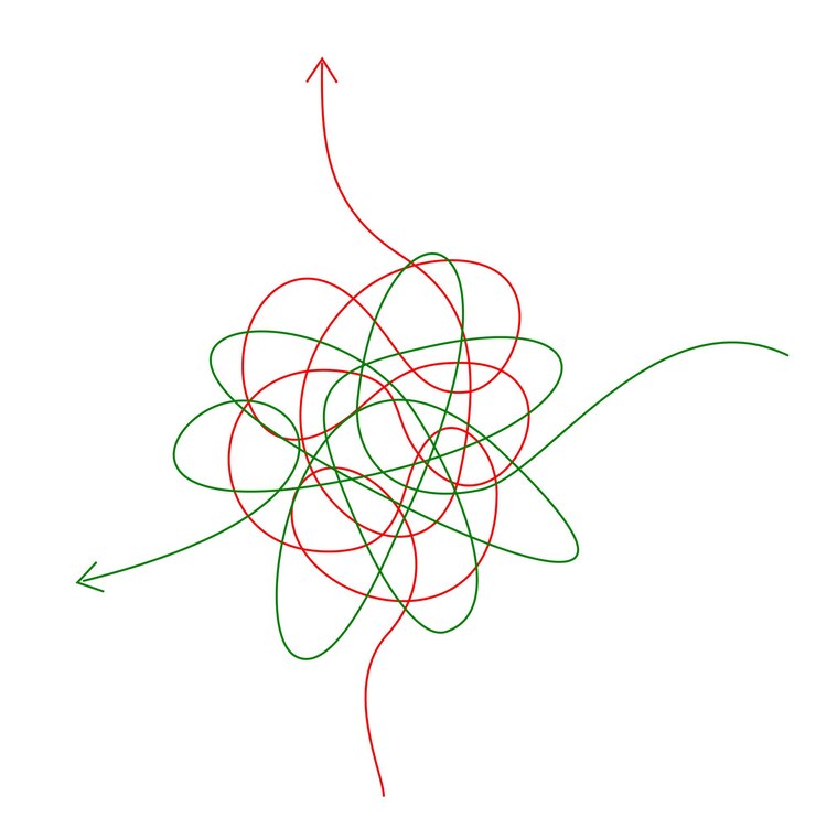 Vector confundir flechas difíciles enredar garabatos con flechas líneas simples diseños de nudos caos enredado