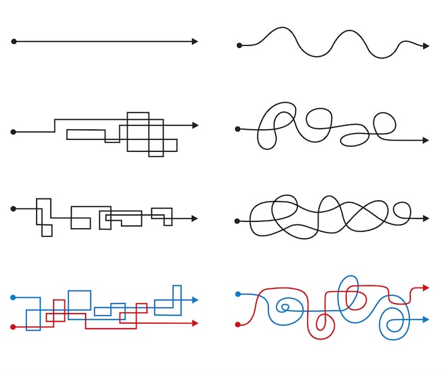 Confundir flechas difíciles Enredar garabatos con flechas líneas simples diseños de nudos caos enredado