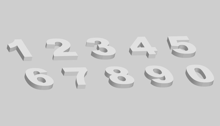 Vector conjunto de 1 a 10 figuras de color blanco sobre fondo gris conjunto de números icono ilustraciones matemáticas 3d
