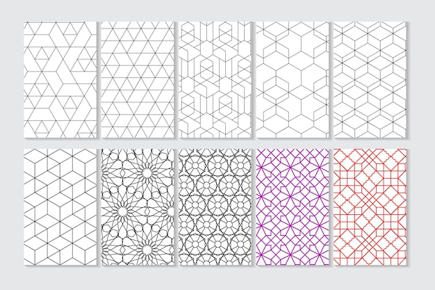 Vector conjunto de 10 fondos vectoriales de patrones geométricos sin costuras