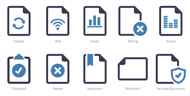 Un conjunto de 10 íconos de archivo como gráfico de wifi de actualización