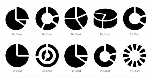 Un conjunto de 10 íconos de diagramas e informes como diagrama de diagrama de pie