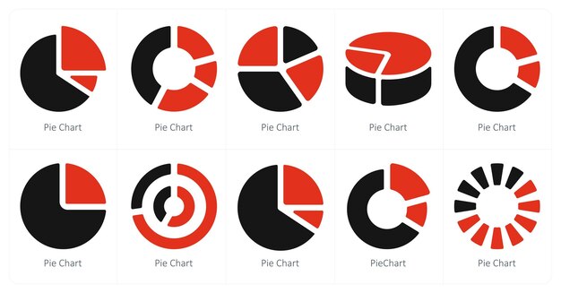 Un conjunto de 10 íconos de diagramas e informes como diagrama de diagrama de pie