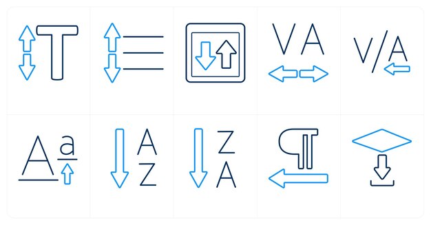 Un conjunto de 10 iconos de herramientas de edición como simetría de escala simétrica