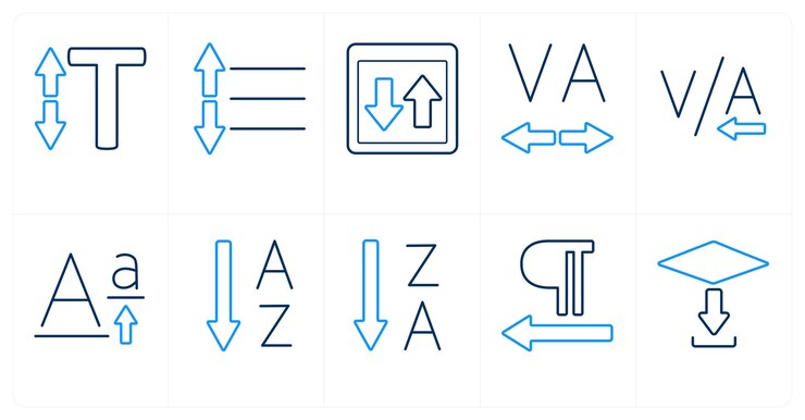 Vector un conjunto de 10 iconos de herramientas de edición como simetría de escala simétrica
