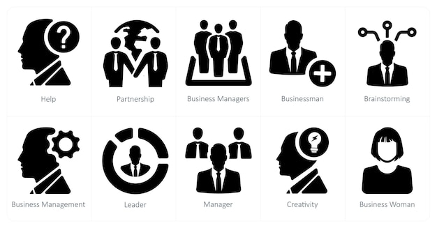 Un conjunto de 10 iconos de marketing web para ayudar a los gerentes de negocios de asociación