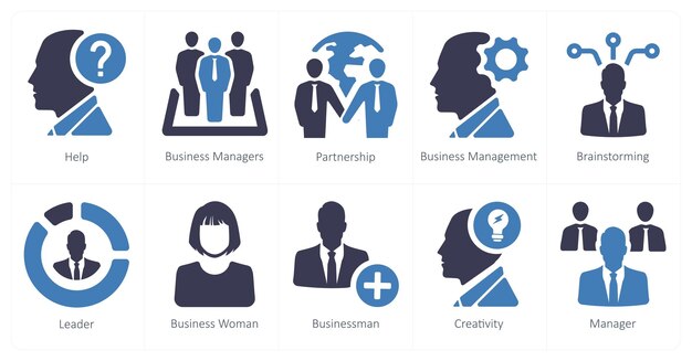 Un conjunto de 10 íconos de marketing web para ayudar a los gerentes de negocios a asociarse
