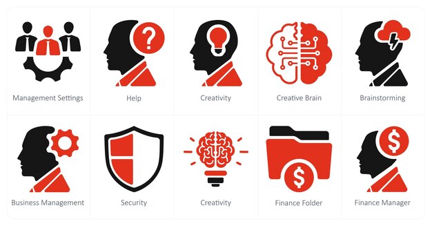 Un conjunto de 10 iconos de marketing web como configuraciones de gestión ayudan a la creatividad