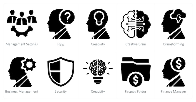 Un conjunto de 10 iconos de marketing web como configuraciones de gestión ayudan a la creatividad