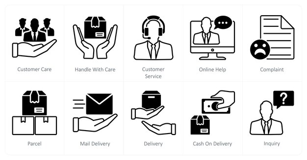 Un conjunto de 10 íconos de mezcla como soporte de atención al cliente con atención al cliente