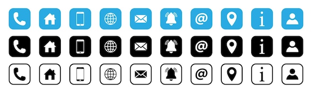 Un conjunto de 10 íconos modernos de comunicación e interfaz en tres estilos aplicaciones móviles sitios web y presentaciones de negocios ilustración vectorial