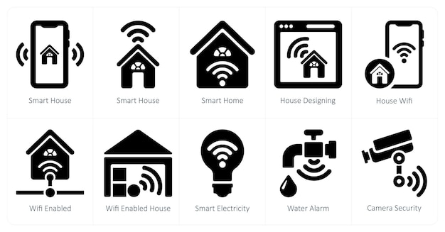 Un conjunto de 10 íconos de Smart Home como diseño de casas inteligentes