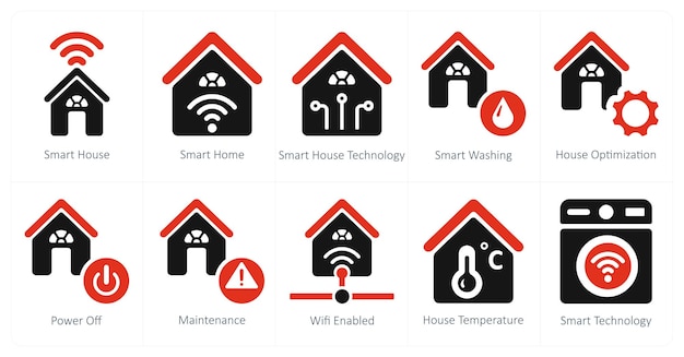 Un conjunto de 10 íconos de Smart Home como tecnología de casa inteligente