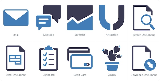 Un conjunto de 10 iconos UI como estadísticas de mensajes de correo electrónico
